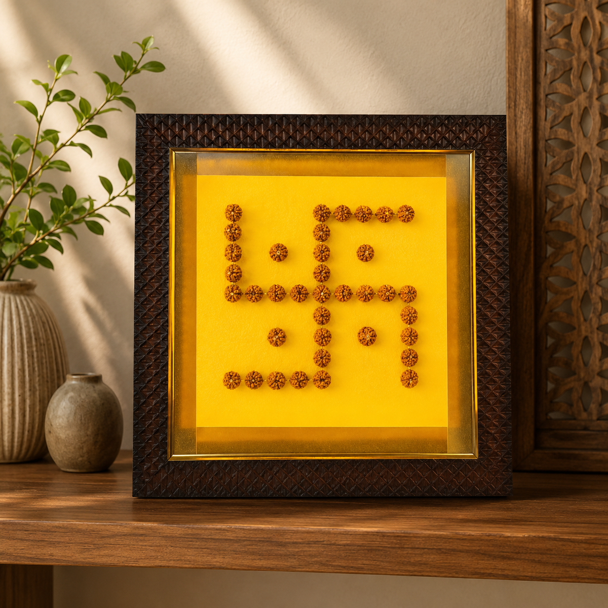 Abhimantrit Rudraksha Swastik Frame