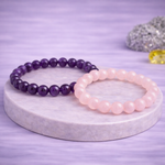 Love & peace combo (amethyst-rosequartz braclets)