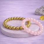 Money & Love combo (golden pyrite + rose quartz bracelet)