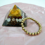 Dhan vriddhi pyramid with golden pyrite (golden pyrite bracelet + lakshmi pyramid)