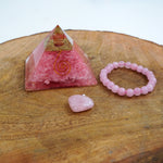 Love combo (rose quartz bracelet-rose pendant-Rose pyramid)