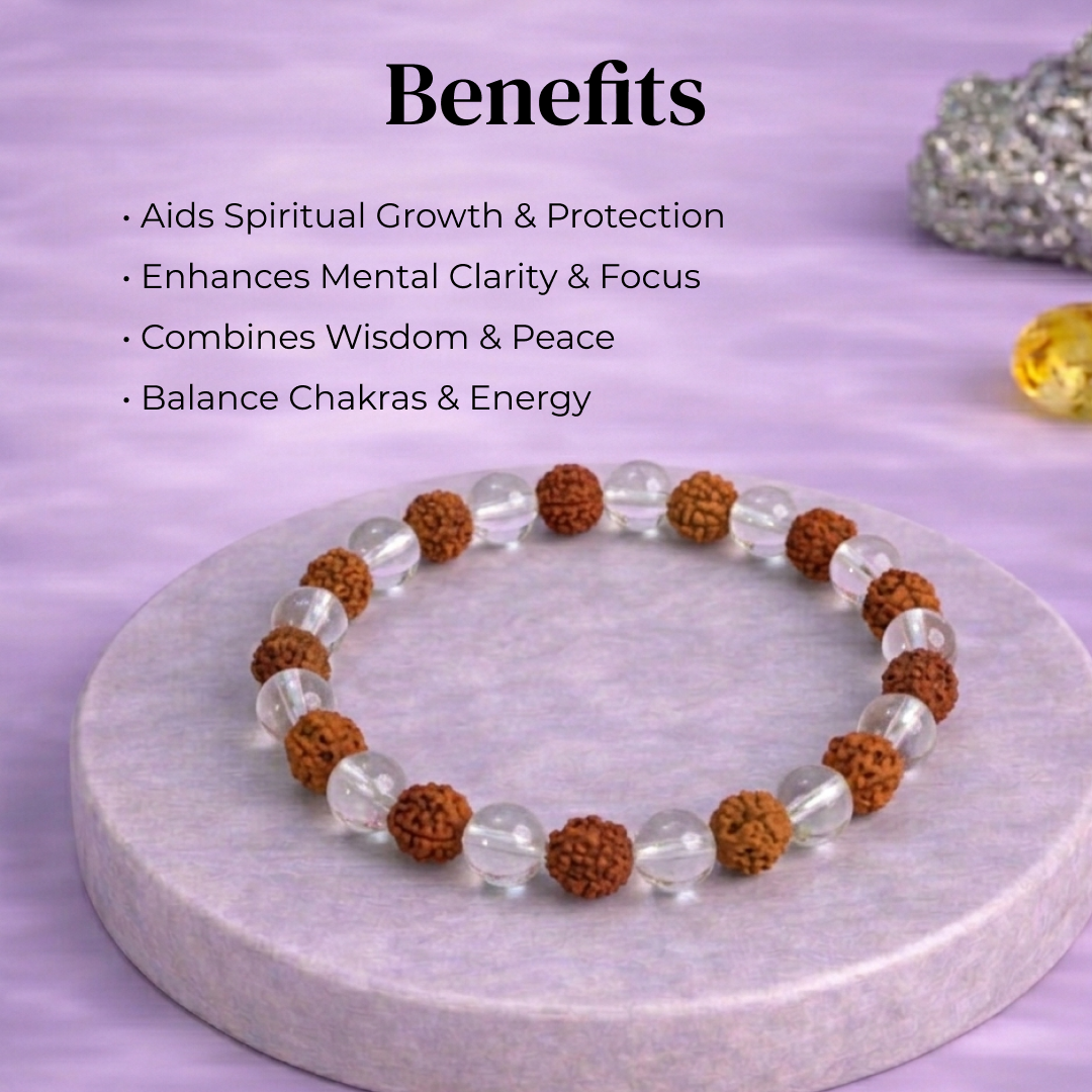 Rudraksha x Crystal bracelet