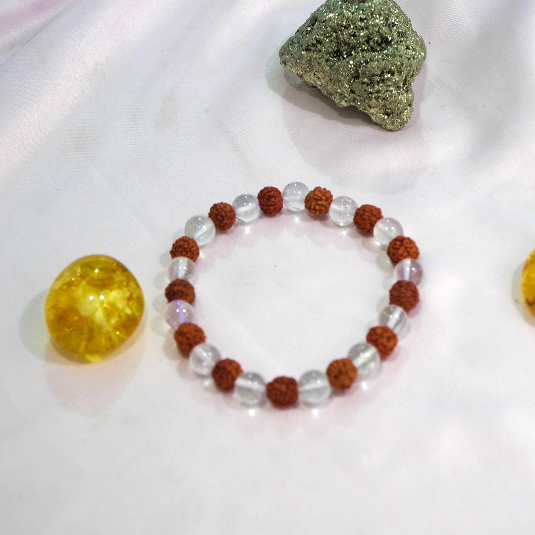 Rudraksha x Crystal bracelet