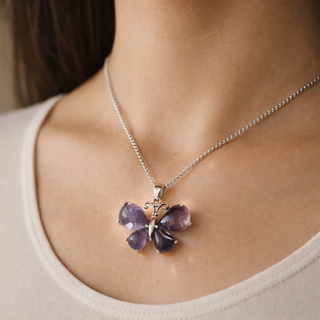 Amethyst butterfly pendant