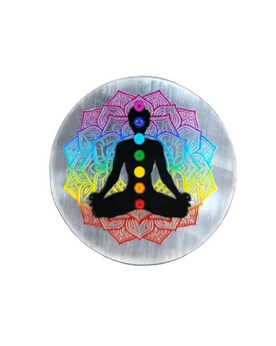 7 charkra coloured selenite plate