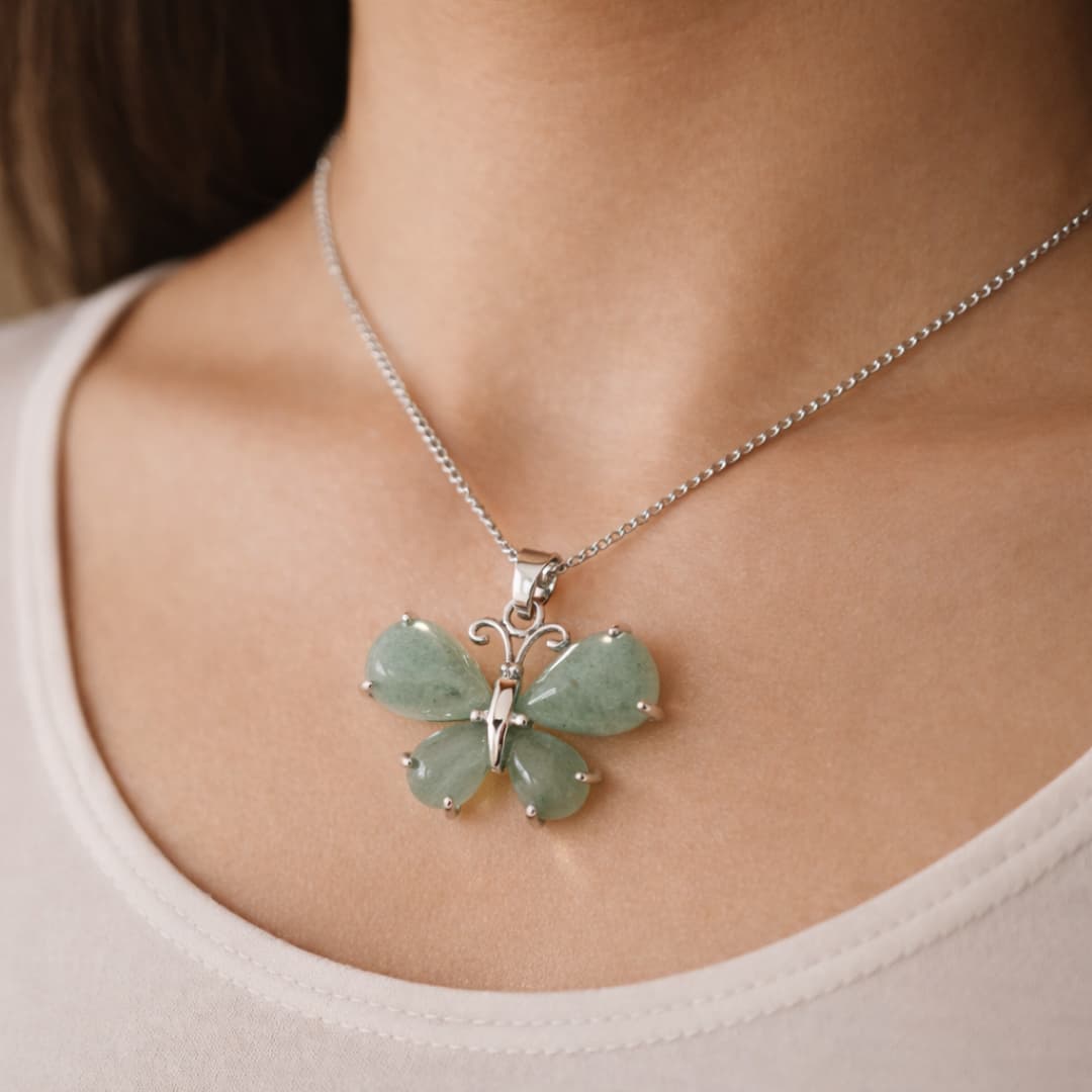 Green Aventurine butterfly pendant