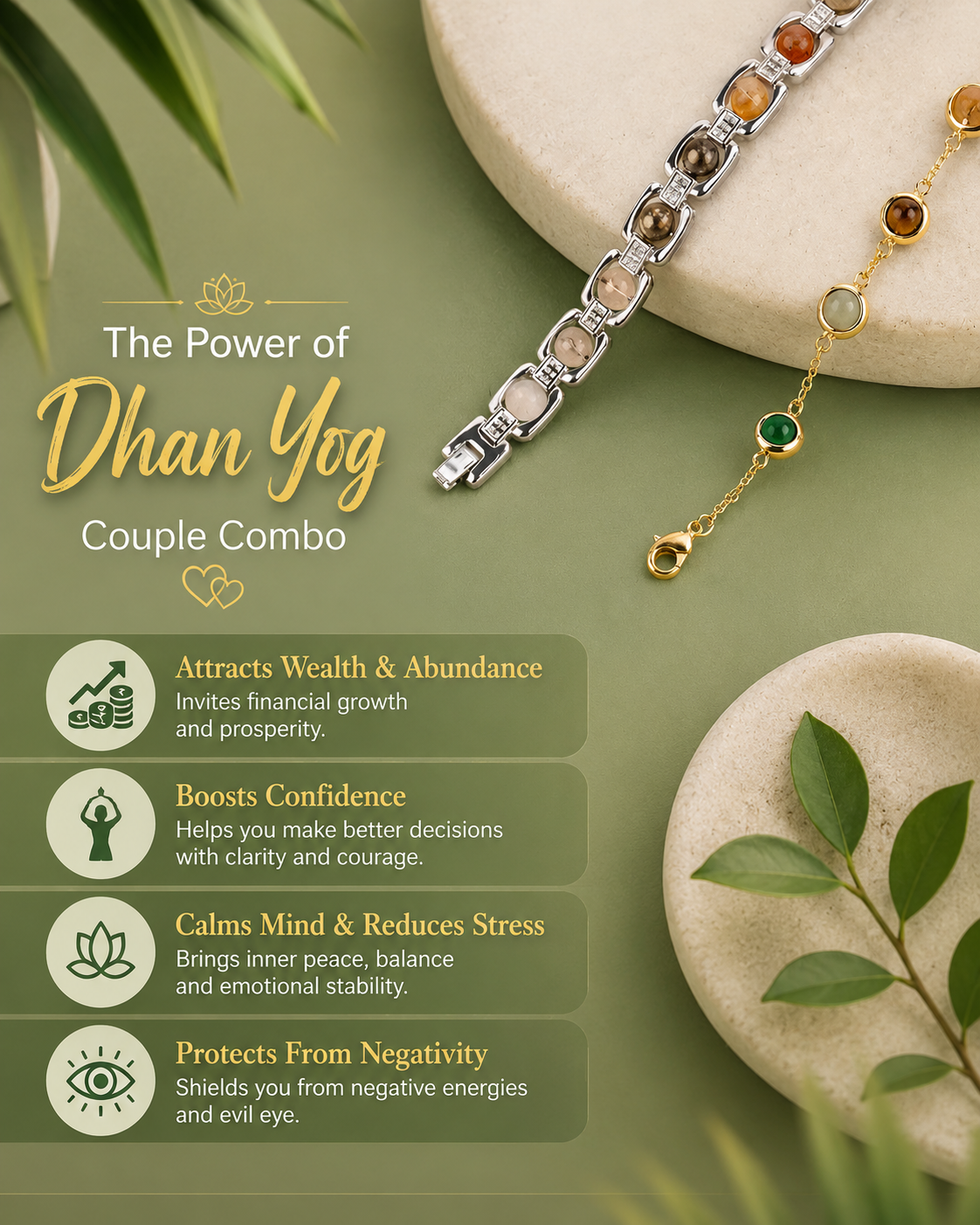 dhan yog metal Bracelet combo for couples