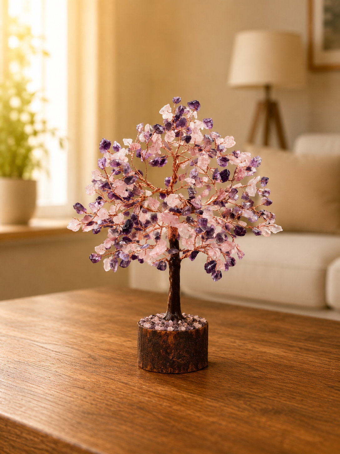 Rose quartz - amethyst Tree - 100 beeds