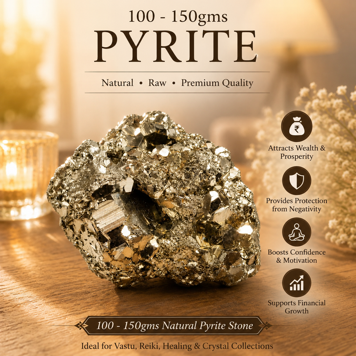 Pyrite with charging selenite dish combo