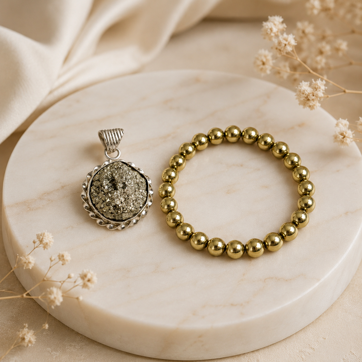 Money combo (golden pyrite - pyrite pendant)