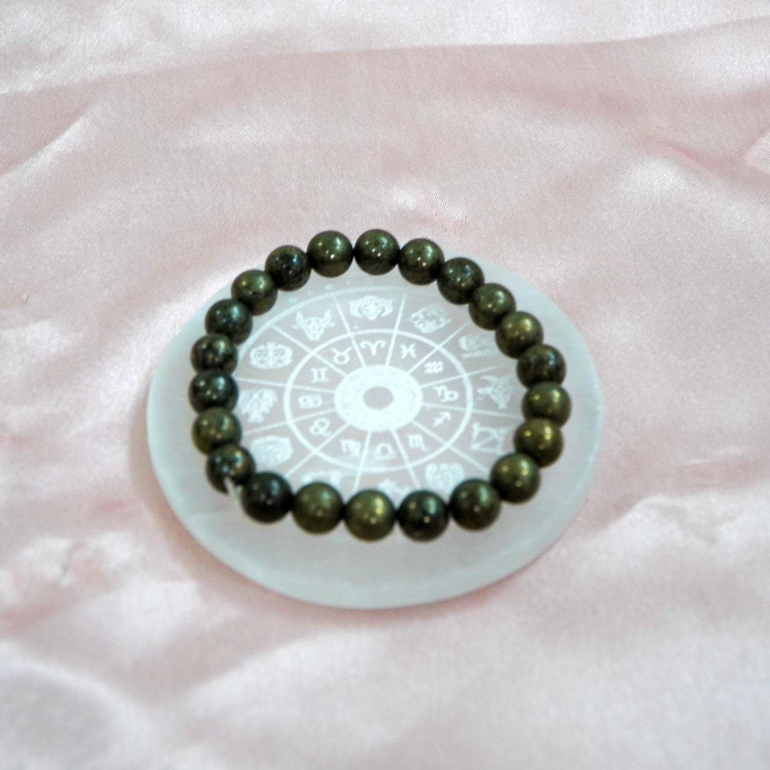 Pyrite bracelet + Selenite plate