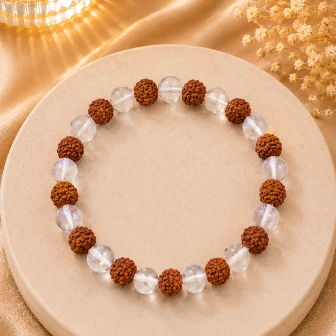Rudraksha x Crystal bracelet
