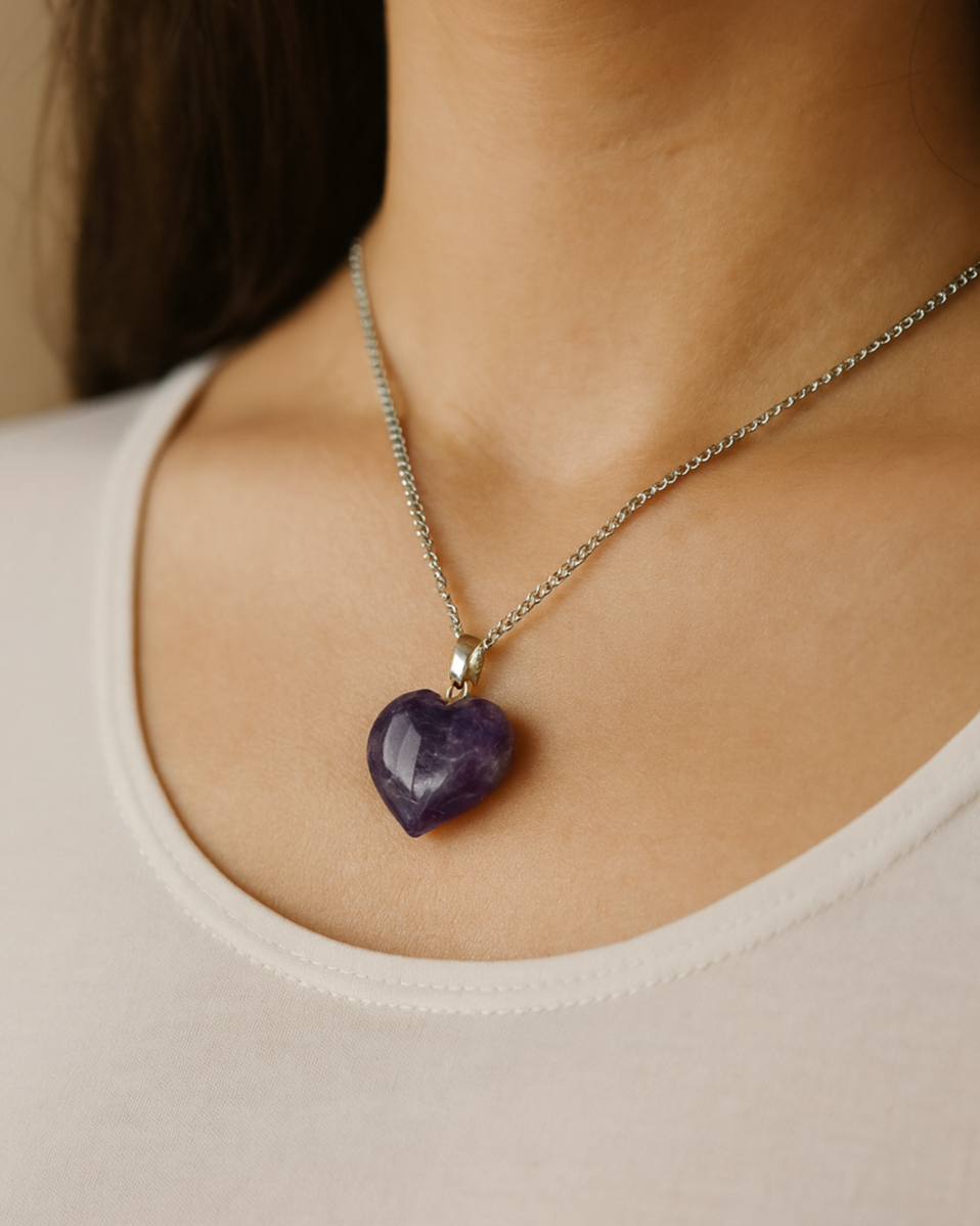 Amethyst heart shaped  pendant