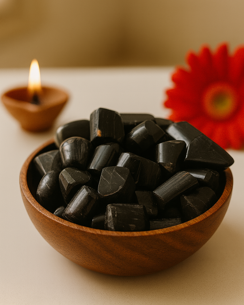 Black tourmaline tumbles