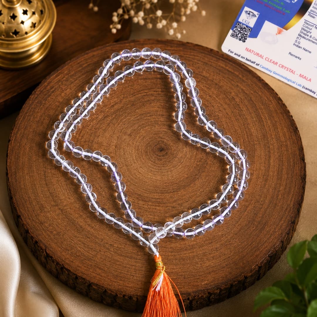 Clear quartz mala