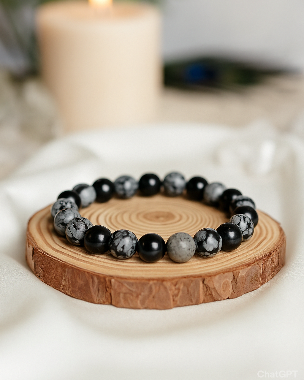 Snowflake Obsidian Bracelet
