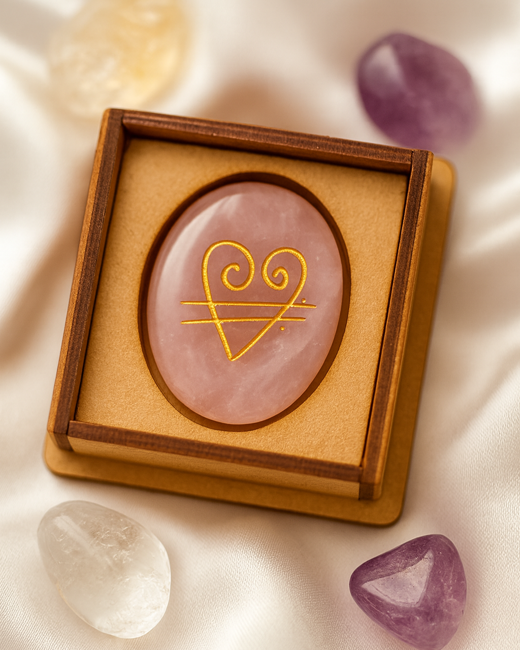 Rose quartz zibu coin