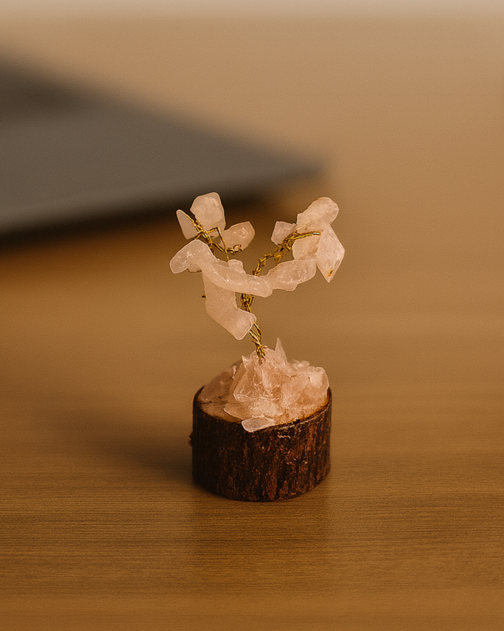 Rose quartz mini tree