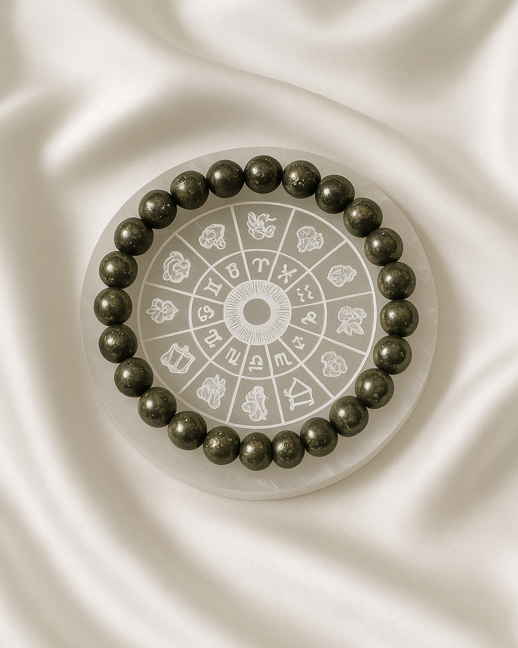 Pyrite bracelet + Selenite plate