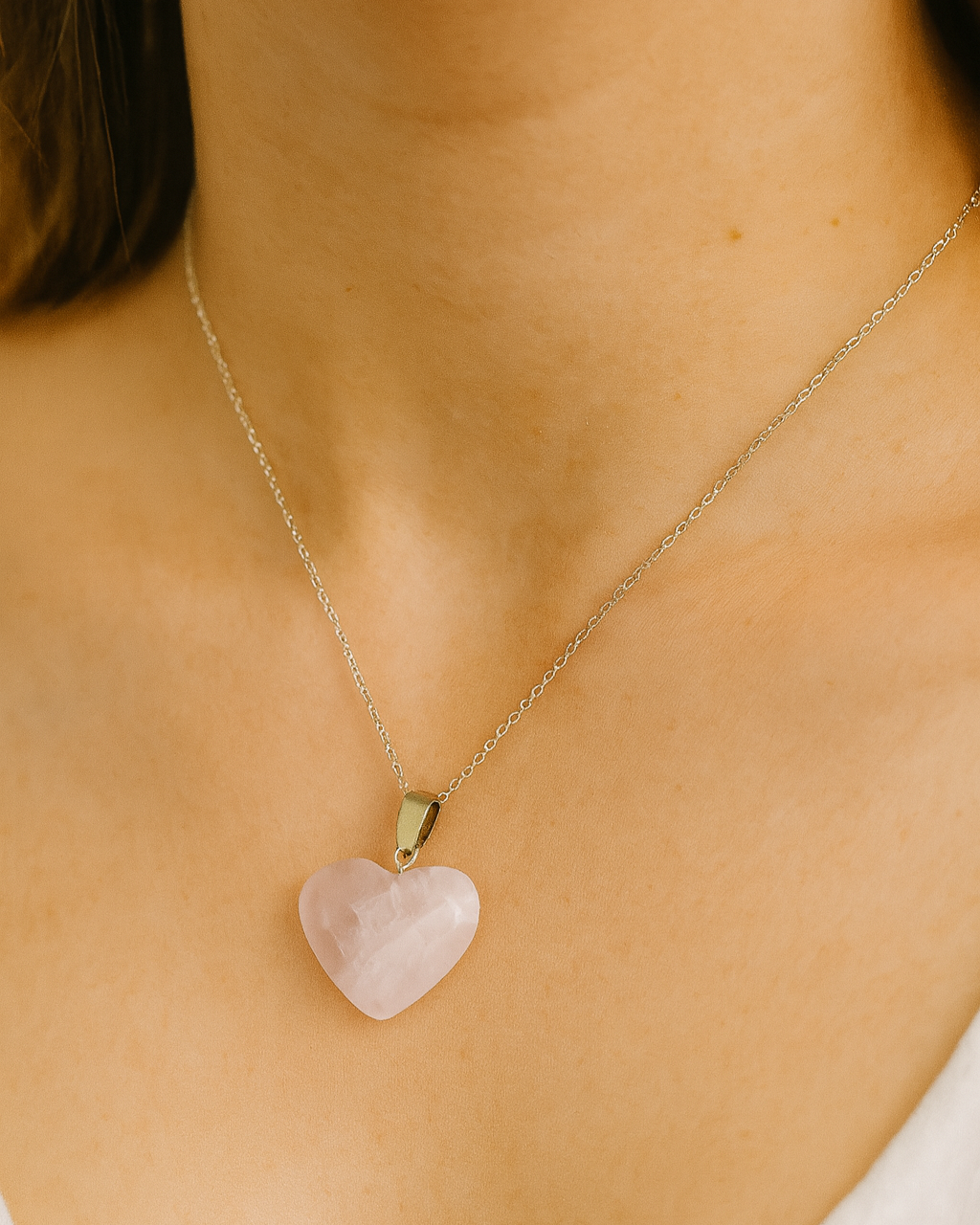 Rose quartz heart shaped  pendant
