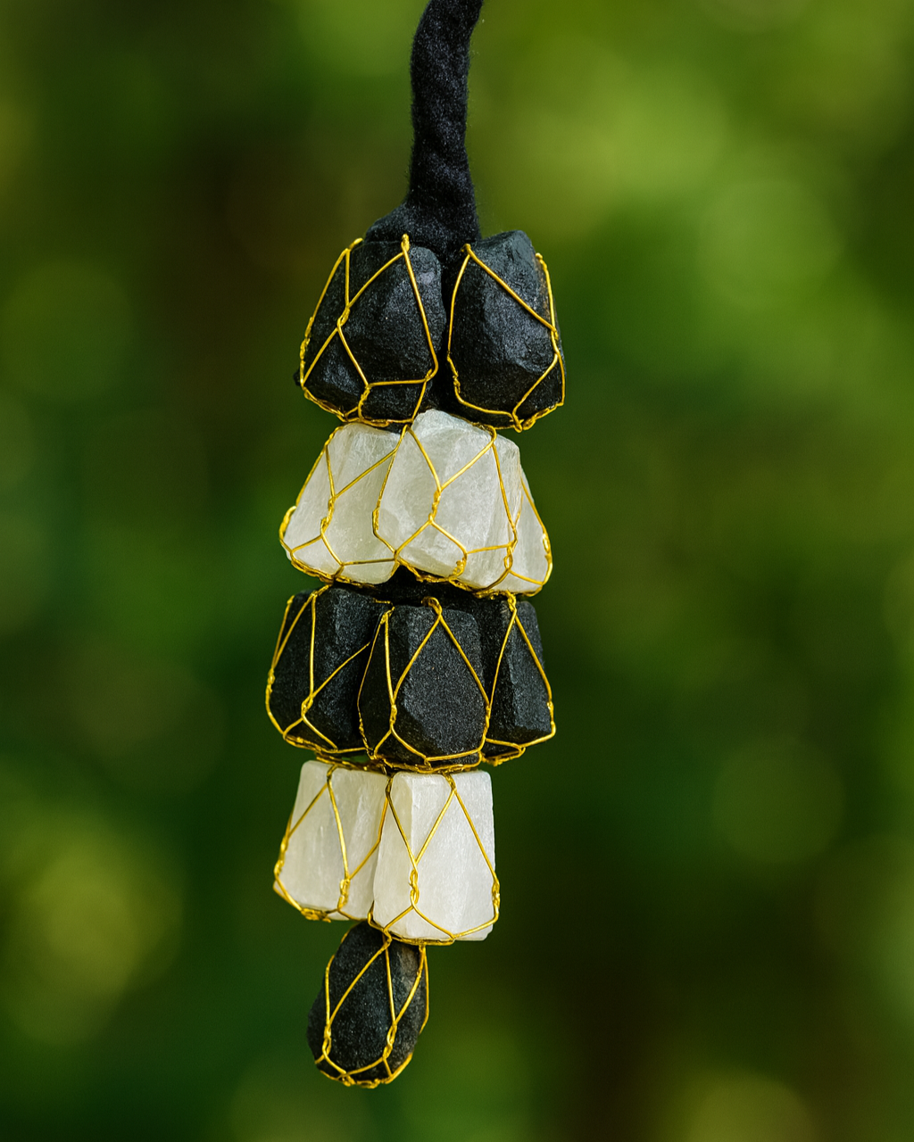 Selenite- tourmaline hanger
